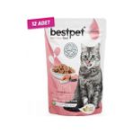 Enjoy Bestpet Sterilised Jelly Pouch Somonlu 12x85 gr Kedi Maması