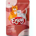 ENJOY Enjoy Kedi Pouch Kuzu Etli Sos İçinde Et Parçacıklı Yaş Mama 85 Gr
