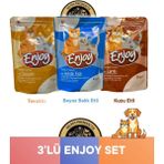 Enjoy Pouch Sos Içinde Et Parçacıklı Kuzu Etli/ Tavuklu/ Beyaz Balıklı Yaş Kedi Maması 3X85 gr