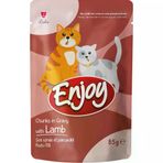 Enjoy Pouch Sos Içinde Et Parçacıklı Kuzu Etli Yaş Kedi Maması 85 gr