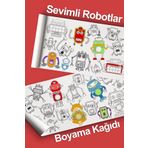 Enjoymydesign Robotlar Dev Boyama Kağıdı 2 Metre Sevimli Robot Aktivite Rulosu - Çocuk Eğitici Rulo