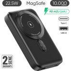 Enkado 3004 10.000 mAh Kablosuz Hızlı Şarj Magsafe Powerbank İnce Magsafe 22.5W Taşınabilir Şarj Cihazı - Siyah