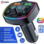 Enkado 30W Pd Hızlı Şarj Bluetooth 5.0 Rgb Işıklı LED Ekran Tf Kart+ USB Mp3 Araç Fm Transmitter Çakmaklık Type-C Giriş