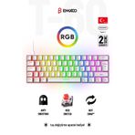 Enkado 60 Tuş Mekanik Klavye RGB Aydınlatmalı Oyuncu Klavyesi Red Switch Q Kablolu Hot Swap Beyaz Klavye