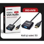Enkado Ekd-Hv10 Hdmı To Vga Aktif Çevirici Adaptör 3.5Mm Ses Çıkışlı Full Hd