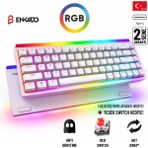 Enkado Mekanik Klavye %60 Gaming Red Switch Kablolu Beyaz Oyun Klavyesi Anti-Ghosting