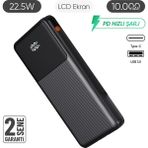 Enkado SNP-3015 10.000 Mah Hızlı Şarj Lcld Ekran LED Göstergeli Hızlı Powerbank Taşınabilir Şarj Cihazı - Siyah