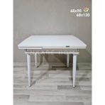 Enkare Beyaz Küçük Mdf Masa, Beyaz Ayaklı, Açılabilir Mutfak Masası, 4 Kişilik Yemek Masası