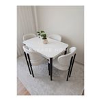 Enkare Nero Masa & Badem Sandalye Takımı | Minimal Mdf Masa + 4 Sandalye | 70x110 | Mutfak, Antre, Balkon
