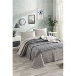 Enlora Home Kapitone Yatak Örtüsü Seti Çift Kişilik Creative Gri