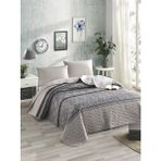 Enlora Home Kapitone Yatak Örtüsü Seti Çift Kişilik Desenli Gri Pamuk Polyester Antibakteriyel - 200 x 220 cm