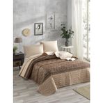 Enlora Home Kapitone Yatak Örtüsü Seti Tek Kişilik 160 x 220 cm Kahve Desenli Pamuk Polyester