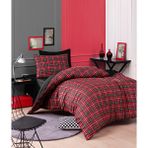 Enlora Home Kolay Ütülenir Nevresim Takımı Tek Kişilik İskoç Kırmızı - 160 x 220 cm