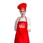 enmalife Kırmızı Chef Aşçı Şapkalı Mutfak Önlüğü