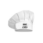 enmalife Siyah Best Chef Baskılı Beyaz Şef Aşçı Şapkası, Mantar Kep