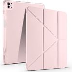 Ennar Samsung Galaxy Tab S7 Fe 12.4 Inç Uyumlu SM-T730 Üçgen Standlı Kalem Bölmeli Uyku Modlu Tablet Kılıfı+Tablet Kalemi - Pembe