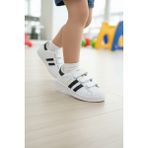 Enoch Çocuk Klasik Üç Bant Cırt Cırtlı Retro Günlük Sneaker Spor Ayakkabı - Beyaz - Siyah