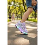 Enoch Çocuk Patenli Işıklı Tekerlekli Spor Ayakkabı & Rahat Cırt Cırtlı Kaykay Ayakkabı 4 Tekerli Sneaker - Lila