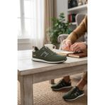 Enoch Erkek Deri Görünümlü Retro Spor Ayakkabı - Günlük Klasik Sneaker - Haki