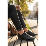 Enoch Erkek Diamond Logo Işlemeli Ince Tabanlı Günlük Casual Spor Ayakkabı Sneaker - Siyah