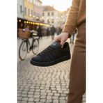 Enoch Erkek Günlük Spor Ayakkabı Düz Tabanlı Sneaker Tırtıklı 3 Şeritli Retro Model - Siyah