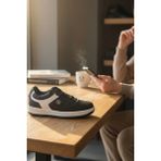Enoch Erkek Günlük Spor Ayakkabı Kalın Tabanlı Sneaker Geometrik Logolu ve Dikişli Model - Siyah - Beyaz