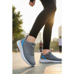 Enoch Erkek Mavi Detaylı Dokulu Panelli Gri Günlük Spor Ayakkabı Sneaker
