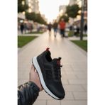 Enoch Erkek Siyah Akıllı Bağcıklı Yürüyüş Ayakkabısı - Bağcık Bağlamasız Pratik Sneaker - Siyah - Beyaz