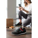 Enoch Erkek Siyah Kırmızı Şeritli Retro Spor Ayakkabı - Armalı Günlük Koşu Sneaker