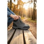 Enoch Erkek Siyah Waterproof Kürklü Outdoor Trekking ve Kışlık Bot - Füme - Siyah