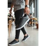 Enoch Erkek Spor Ve Günlük Ayakkabı Düz Taban Tam Ortopedik Tabanlı Siyah Deri Görünümlü Şık Sneaker