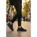 Enoch Erkek Tam Siyah Spor Ayakkabı Örme Sneaker Desenli Bağcık Detaylı Yürüyüş Modeli
