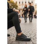 Enoch Hakiki Deri Günlük Bağcıklı Erkek Ayakkabı Jel Görünümlü Taban Sneaker - Siyah