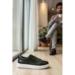 Enoch Hakiki Deri Günlük Lastik Bağcıklı Erkek Ayakkabı Comfort Taban Sneaker