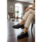 Enoch Kadın Gümüş At Nalı Tokalı Comfort Tabanlı Maskülen Loafer