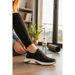 Enoch Kadın Hafif Koşu Ayakkabısı Nefes Alan Triko Örgü Sneaker - Siyah - Beyaz
