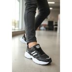 Enoch Kadın Siyah Klasik Şeritli ve Kalın Tabanlı Rahat Günlük Sneaker Spor Ayakkabı - Siyah - Beyaz