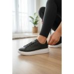 Enoch Kadın Siyah Platform Tabanlı Sneaker Ortopedik Günlük Rahat Spor Ayakkabı - Siyah - Beyaz
