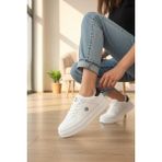 Enoch Unısex Lumber-Style Pürüzsüz Dokulu ve Düz Kalın Tabanlı Rahat Günlük Sneaker Spor Ayakkabı - Beyaz - Siyah