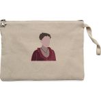 Enola Holmes Silhouette Krem Clutch Astarlı Cüzdan / El Çantası - 25x18cm