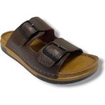 Enova M253-0202-25 Deri Anatomik Soft Çift Bant Erkek Terlik - Kahverengi
