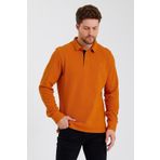 ENQUE Erkek Basic Polo Yaka Uzun Kışlık Turuncu Sweatshirt