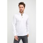 ENQUE Erkek Hakim Yaka Pike Uzun Kol Sweatshirt Beyaz