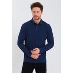 ENQUE Erkek Polo Yaka Comfort Uzun Kollu Basic K. Lacivert Tişört