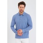 ENQUE Erkek Polo Yaka Comfort Uzun Kollu Basic Mavi Tişört