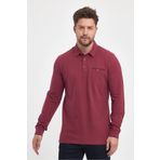 ENQUE Erkek Uzun Basic Polo Yaka Cepli Bordo Sweatshirt