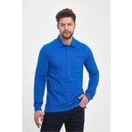 ENQUE Erkek Uzun Basic Polo Yaka Cepli Düz Saks Sweatshirt