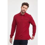 ENQUE Erkek Uzun Basic Polo Yaka Cepli Kırmızı Sweatshirt