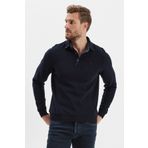ENQUE Erkek Uzun Basic Polo Yaka Kışlık Lacivert Sweatshirt