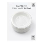 ENSA AMBALAJ Plastik Tabak Kullan At Tabak 100'lü 135mm Beyaz Plastik Tabak